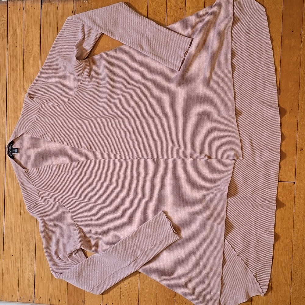 41 HAWTHORN, Saya Multi Ribbed Open Cardigan, Sandy Pink, EUC, Women's L - Picture 3 of 16